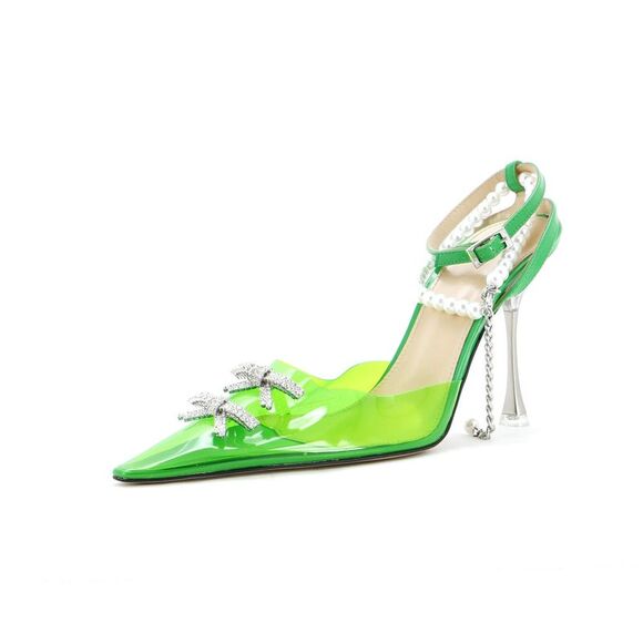 Mach & Mach Shoes - Mach & Mach Women's Matilda Ankle Strap Pumps PVC 100 Green
